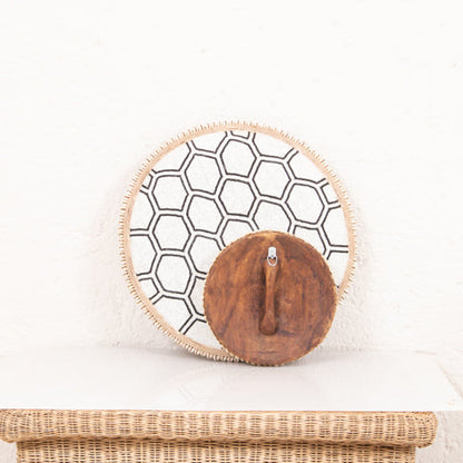 Beaded Cameroon Shield Black & White | Hexagon Light Design-1