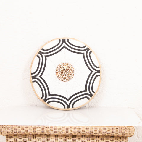 Beaded Cameroon Shield Black & White on Stand | Octagon Design-2