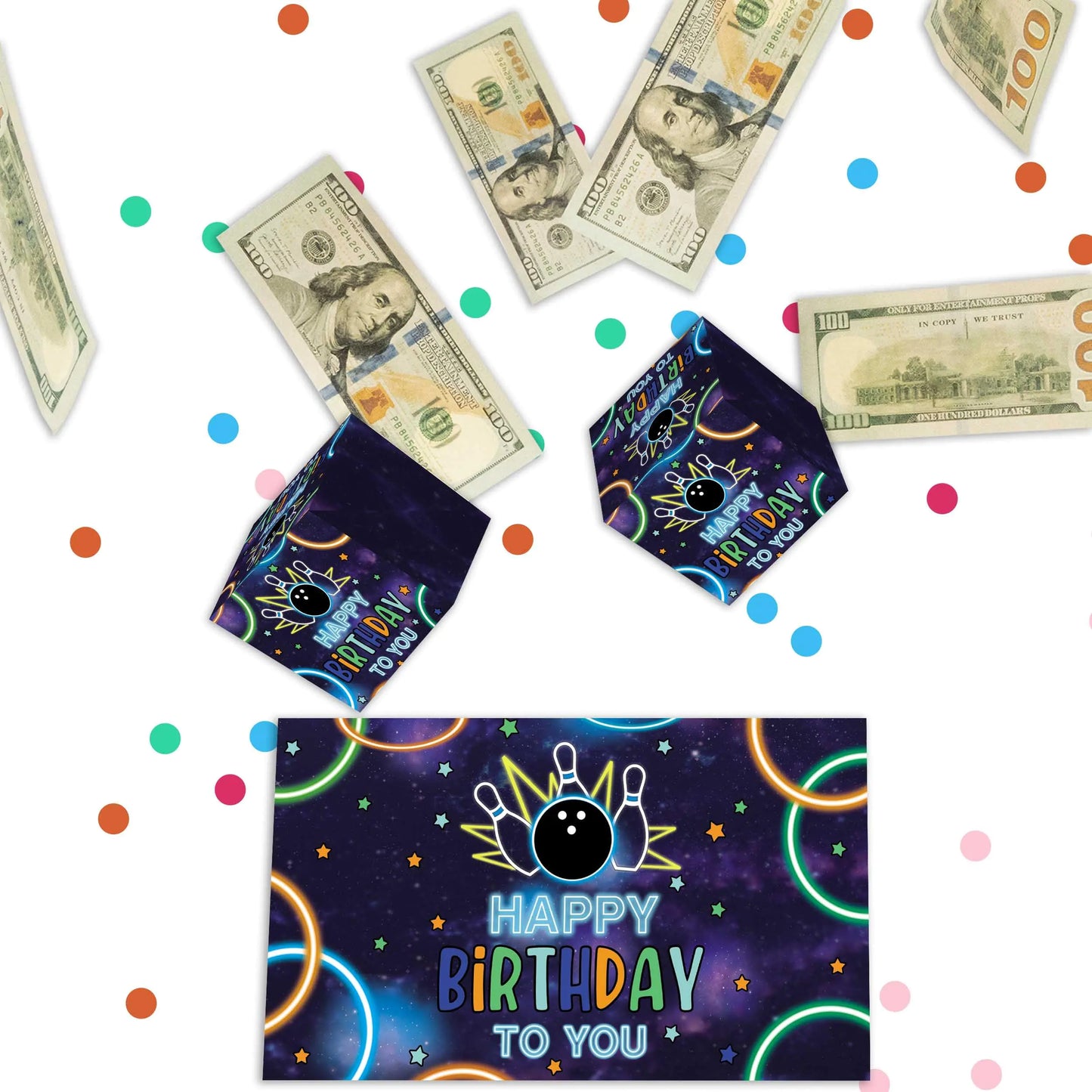 Cash Birthday Money Box Exploding Gift Box Birthday Surprise Gift Box Explosion for Money Bowling Surprise Gift Money Box Gifts for Boys Girls Pop Up Birthday Card with Confetti
