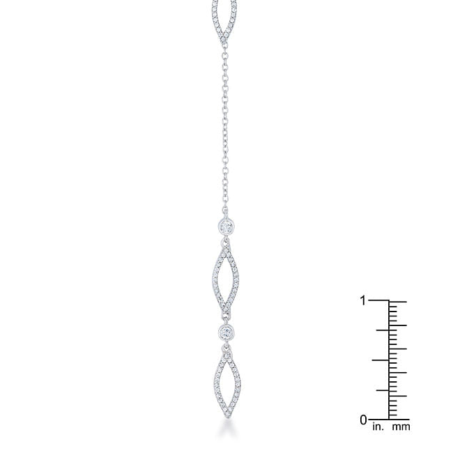 Carmela 0.6ct CZ Rhodium Classic Drop Lariat Necklace-1