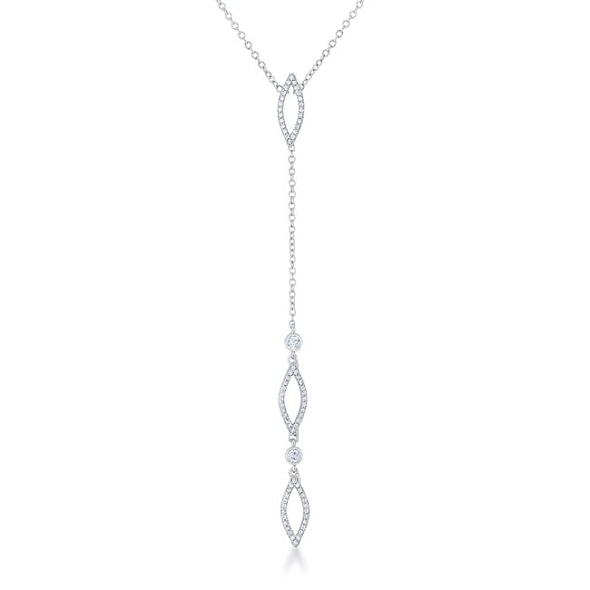 Carmela 0.6ct CZ Rhodium Classic Drop Lariat Necklace-3