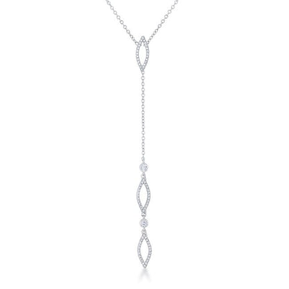 Carmela 0.6ct CZ Rhodium Classic Drop Lariat Necklace-3