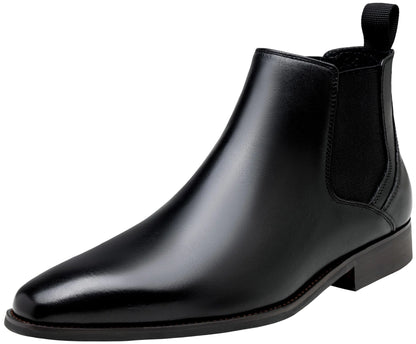 Jousen Mens Chelsea Boots Premium Leather Retro Casual Ankle Boots Slip On Dress Boots for Men(AMY8179A Black 08)