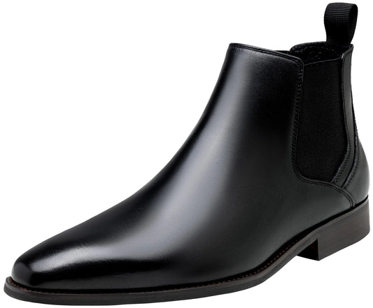Jousen Mens Chelsea Boots Premium Leather Retro Casual Ankle Boots Slip On Dress Boots for Men(AMY8179A Black 08)