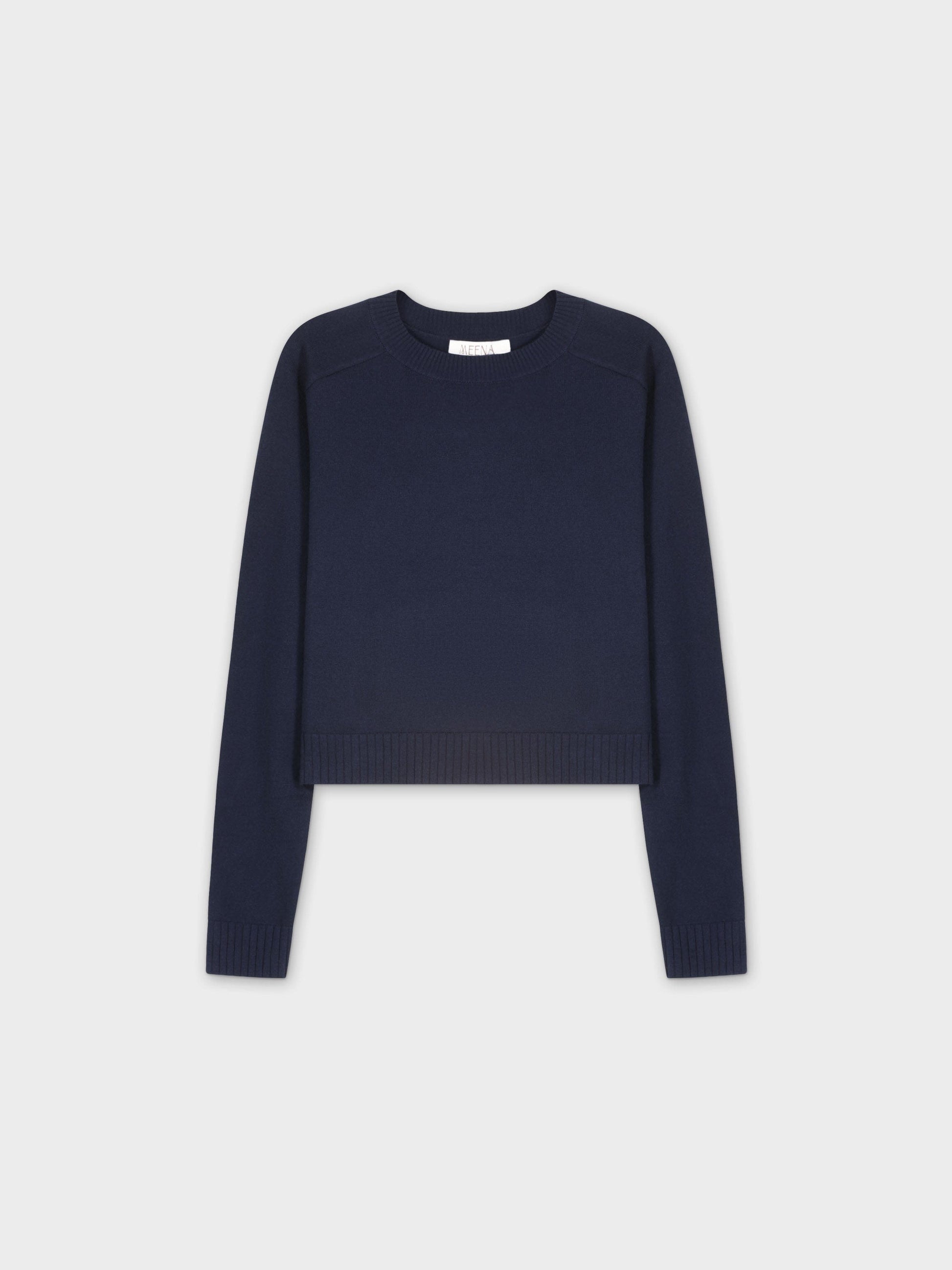 RIBBED BAND SWEATER-NAVY-0