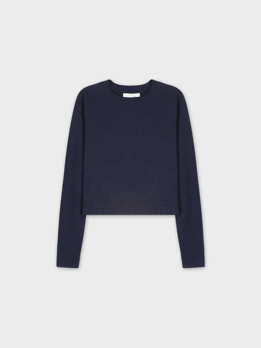 RIBBED BAND SWEATER-NAVY-0