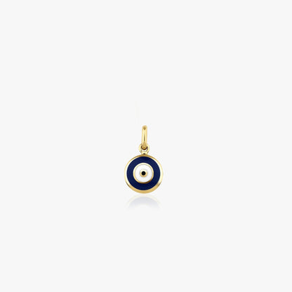 Dark Blue Evil Eye Charm in 14K Gold-0