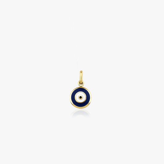 Dark Blue Evil Eye Charm in 14K Gold-0