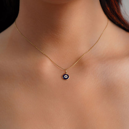 Dark Blue Evil Eye Charm in 14K Gold-1