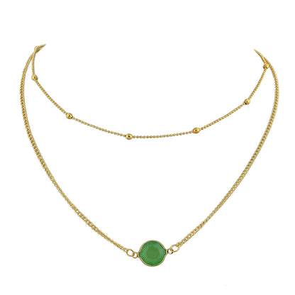 Boho Chic Double layer Gold Chain Round Charm Necklace Fashion Women Accessories-5