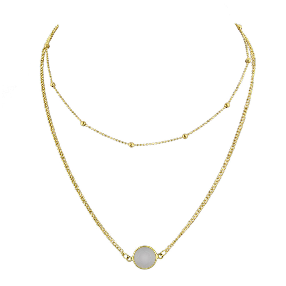 Boho Chic Double layer Gold Chain Round Charm Necklace Fashion Women Accessories-4