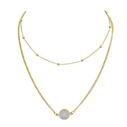 Boho Chic Double layer Gold Chain Round Charm Necklace Fashion Women Accessories-4