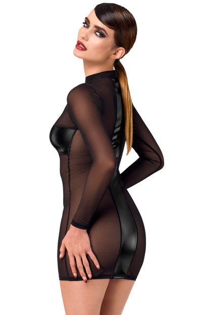 F369 Crossfire Netz und Wetlook Minikleid - 3XL-3