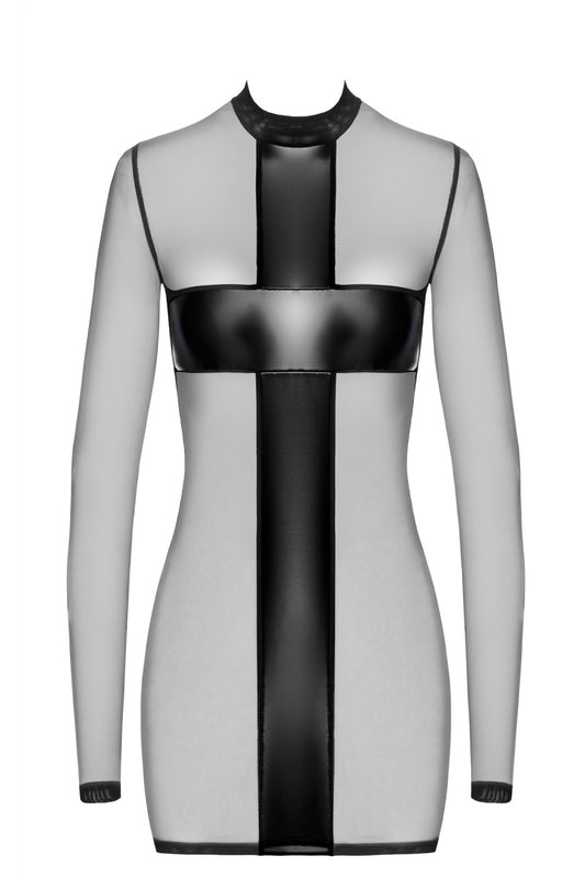 F369 Crossfire Netz und Wetlook Minikleid - 3XL-0