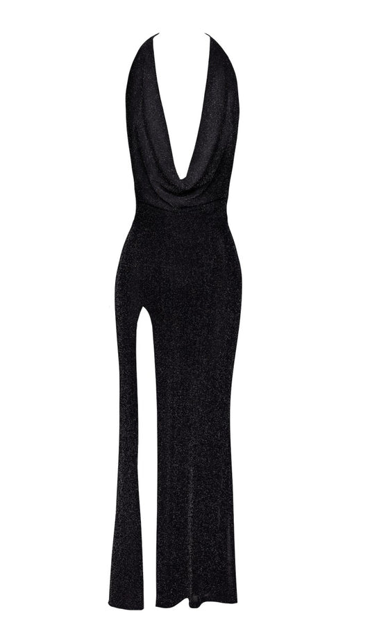 F373 langes Kleid Onyx Liquid - 3XL-0