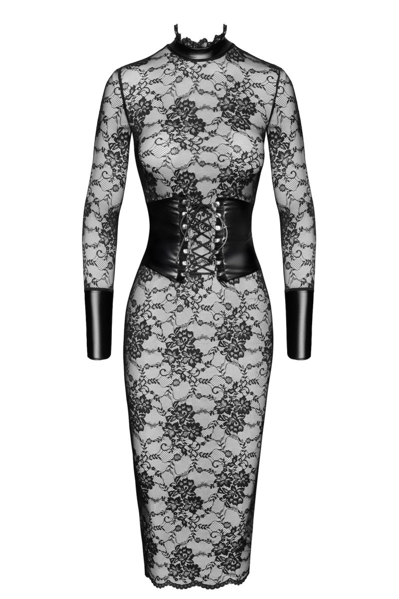 F375 halblanges Kleid Noirelle aus Spitze - 3XL-0