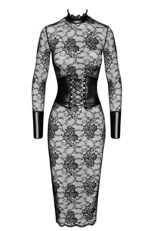 F375 halblanges Kleid Noirelle aus Spitze - 3XL-0