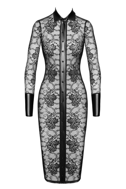 F376 halblanges Kleid Noirelle aus Spitze - 3XL-0