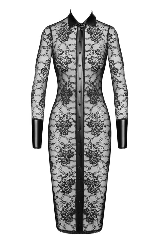 F376 halblanges Kleid Noirelle aus Spitze - 3XL-0