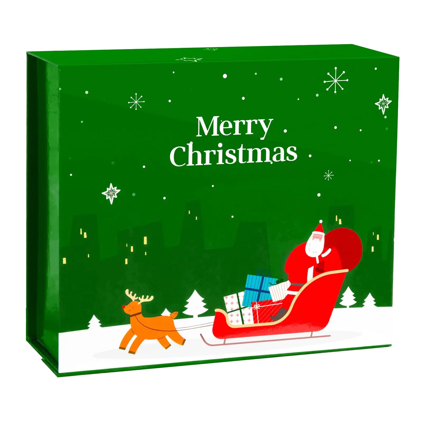 GINLEBO Magnetic Gift Box 8.6x7x2.9Inch Small Green Gift Box with Magnetic Closure Lid Luxury Collapsible Gift Box for Christmas