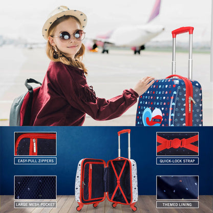 Kids Back to School 18" Carry-on Suitcase Set-4