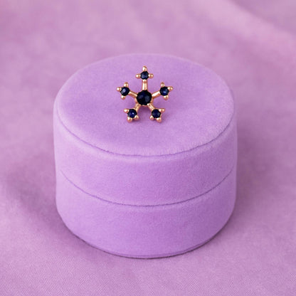 Blue CZ Floral Nose Pin - Sterling Silver Gold Plated-3