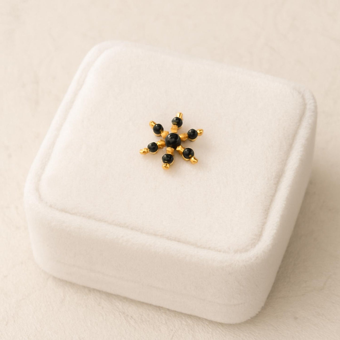 Blue CZ Starburst Floral Nose Pin - Sterling Silver Gold Plated-2