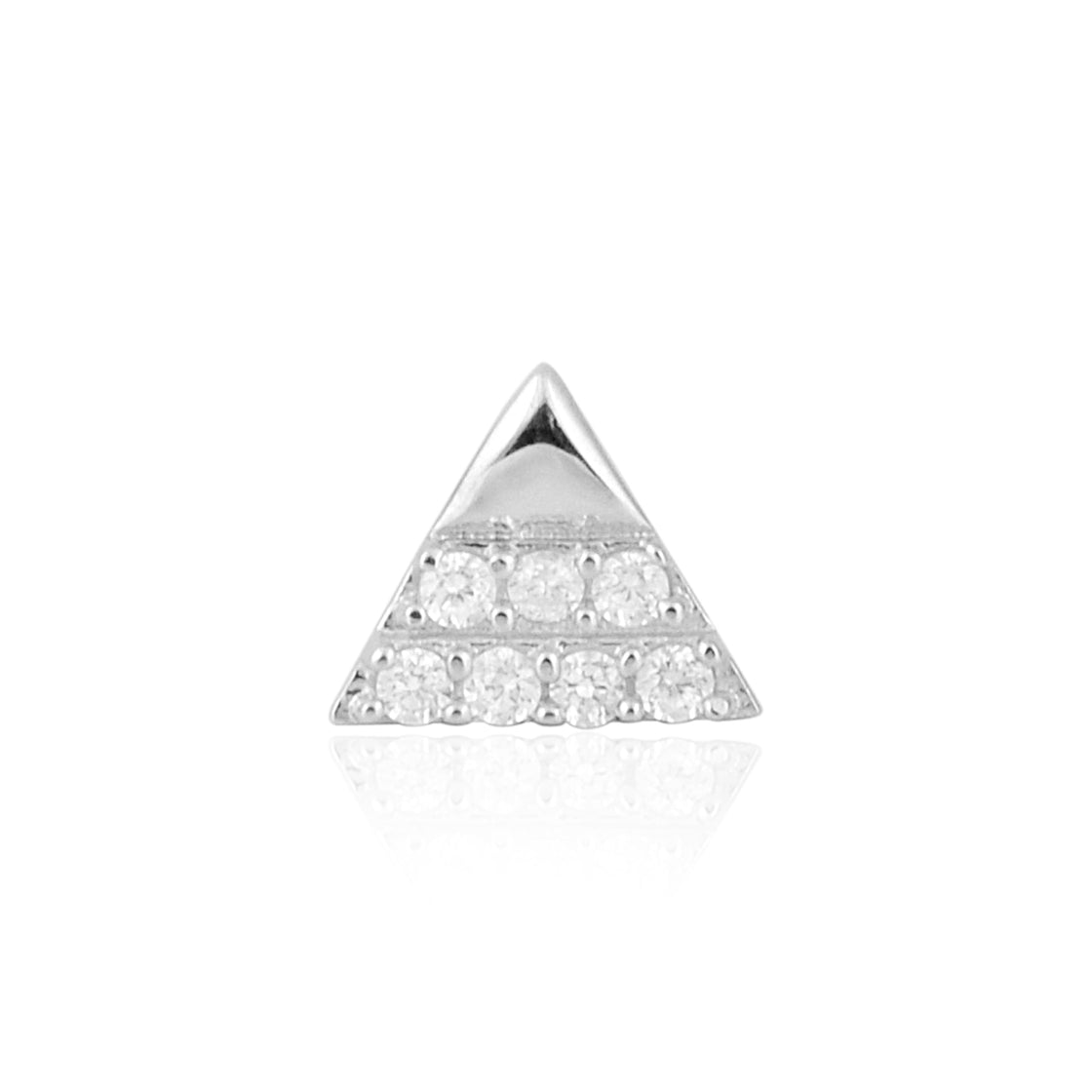 White CZ Triangle Nose Pin - Sterling Silver-0