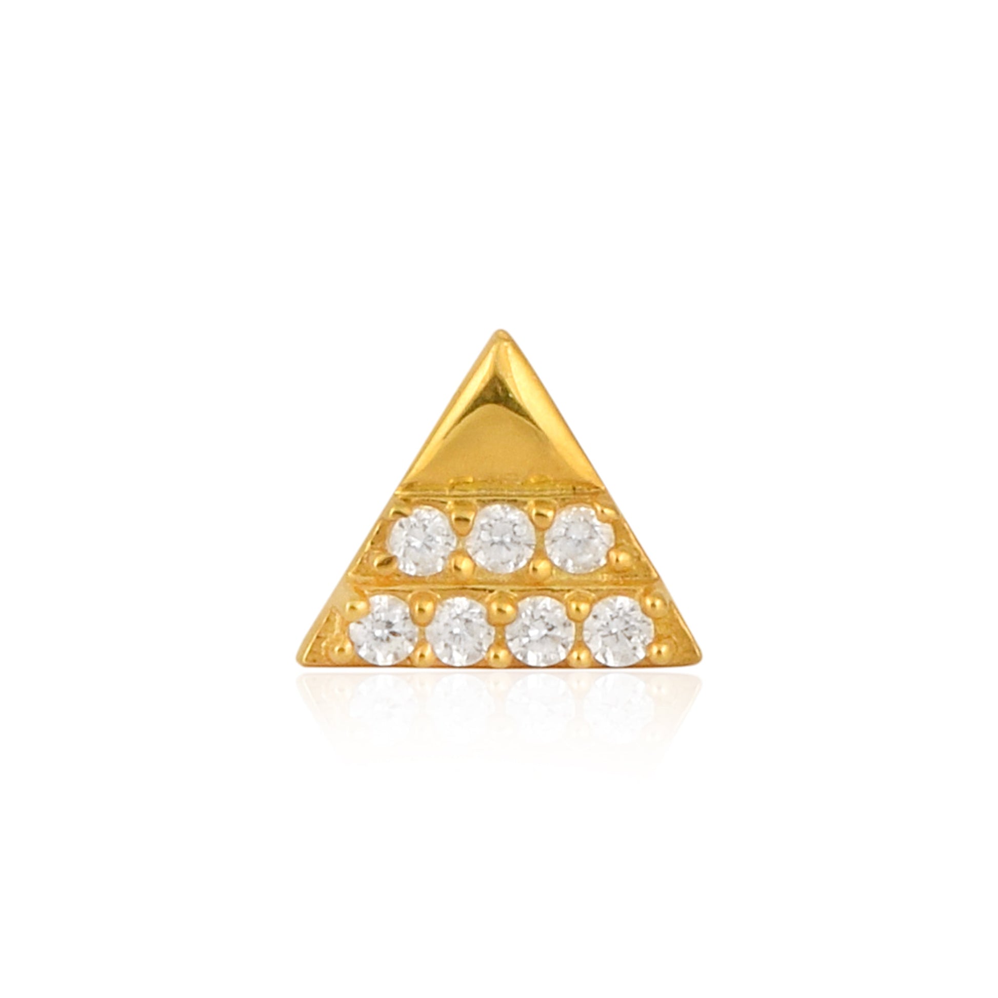 White CZ Triangle Nose Pin - Sterling Silver Gold Plated-0
