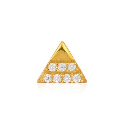 White CZ Triangle Nose Pin - Sterling Silver Gold Plated-0