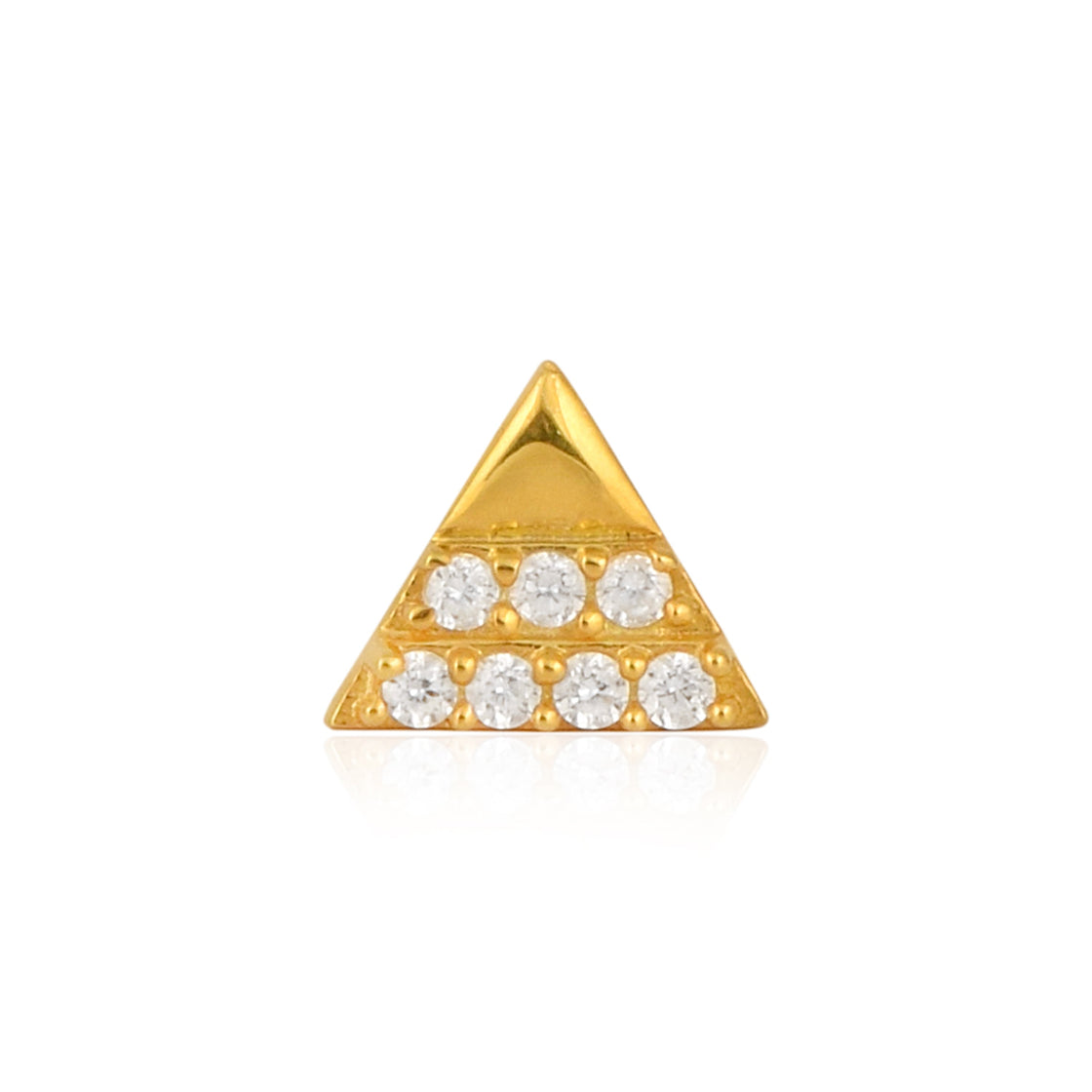 White CZ Triangle Nose Pin - Sterling Silver Gold Plated-0