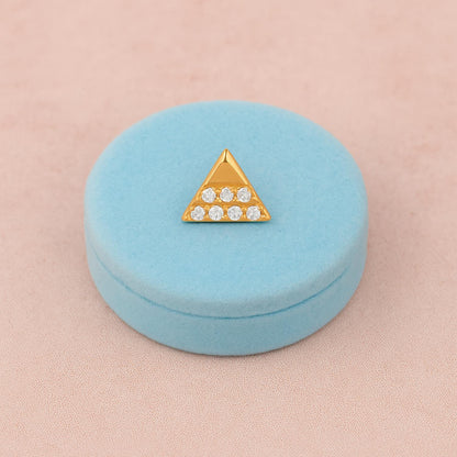 White CZ Triangle Nose Pin - Sterling Silver Gold Plated-2