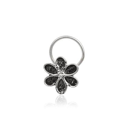 Floral Nose Pin - Sterling Silver Oxidized Plated-0