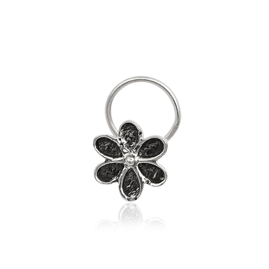 Floral Nose Pin - Sterling Silver Oxidized Plated-0