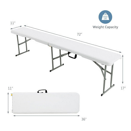 6 Feet Portable Picnic Folding Bench 550 lbs Limited with Carrying Handle-3