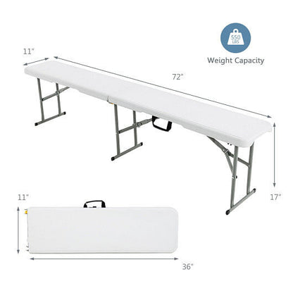 6 Feet Portable Picnic Folding Bench 550 lbs Limited with Carrying Handle-3