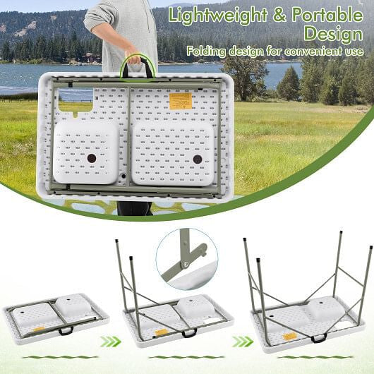 Fish Cleaning Table with 2 Sinks and 360?° Rotatable Fauce-White-3