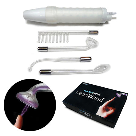 KinkLab Neon Wand Electrosex Kit ( White handle/Purple Elec)-0