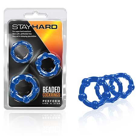 Stay Hard Beaded Cockrings 3-Piece Set Blue-0