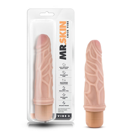 Dr. Skin Vibe 3 Realistic 7.25 in. Vibrating Dildo Beige-0