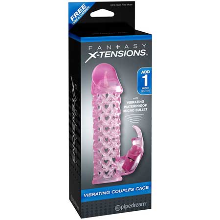 Fantasy X-tensions Vibrating Couples Cage 1 in. Extension Pink-0