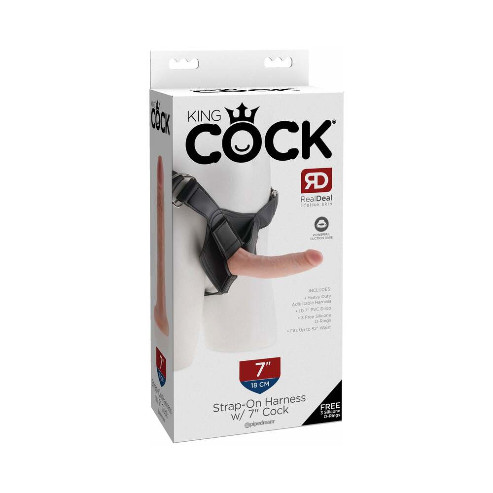 King Cock Strap-On Harness With 7 in. Cock Beige-0