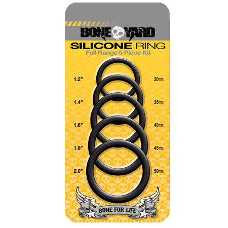 Boneyard Silicone Ring 5 Pcs Kit Black-0