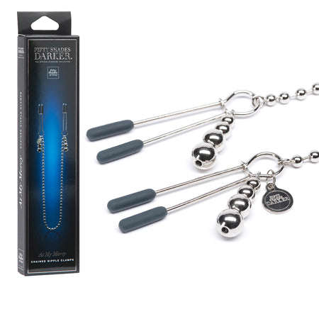 Fifty Shades Darker At My Mercy Beaded Chain Nipple Clamps-0