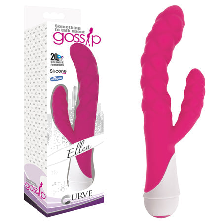 Curve Toys Gossip Ellen Waterproof Textured Silicone Flexible Dual Stimulation Vibrator Magenta-0