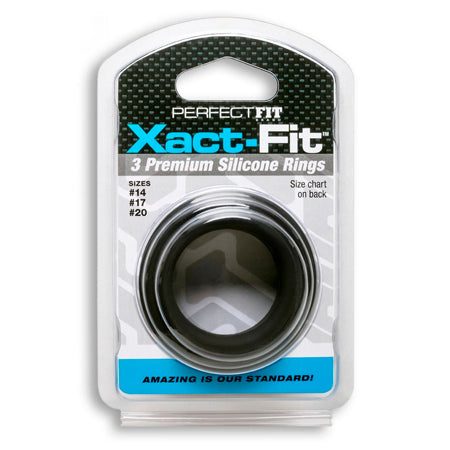 Curve Toys Perfect Fit Xact-Fit 3-Piece Premium Silicone Rings (#14, #17, #20) Black-0