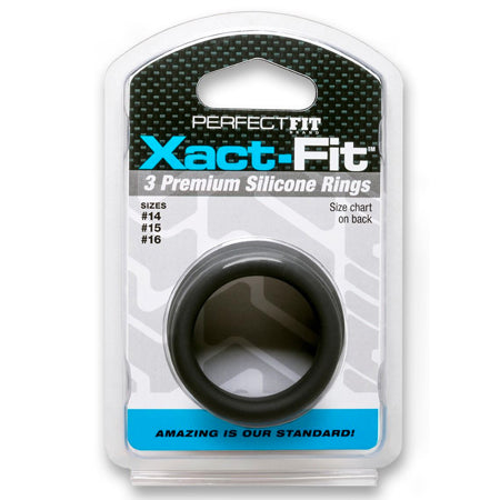 Curve Toys Perfect Fit Xact-Fit 3-Piece Premium Silicone Rings  (#14, #15, #16) Black-0