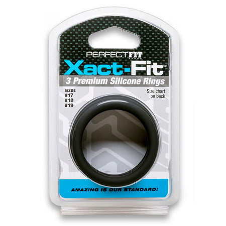 Curve Toys Perfect Fit Xact-Fit 3-Piece Premium Silicone Rings  (#17, #18, #19) Black-0