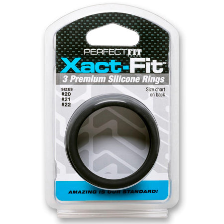 Curve Toys Perfect Fit Xact-Fit 3-Piece Premium Silicone Rings  (#20, #21, #22) Black-0
