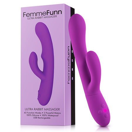 FemmeFunn Ultra Rabbit Rechargeable Silicone Dual Stimulation Vibrator Purple-0